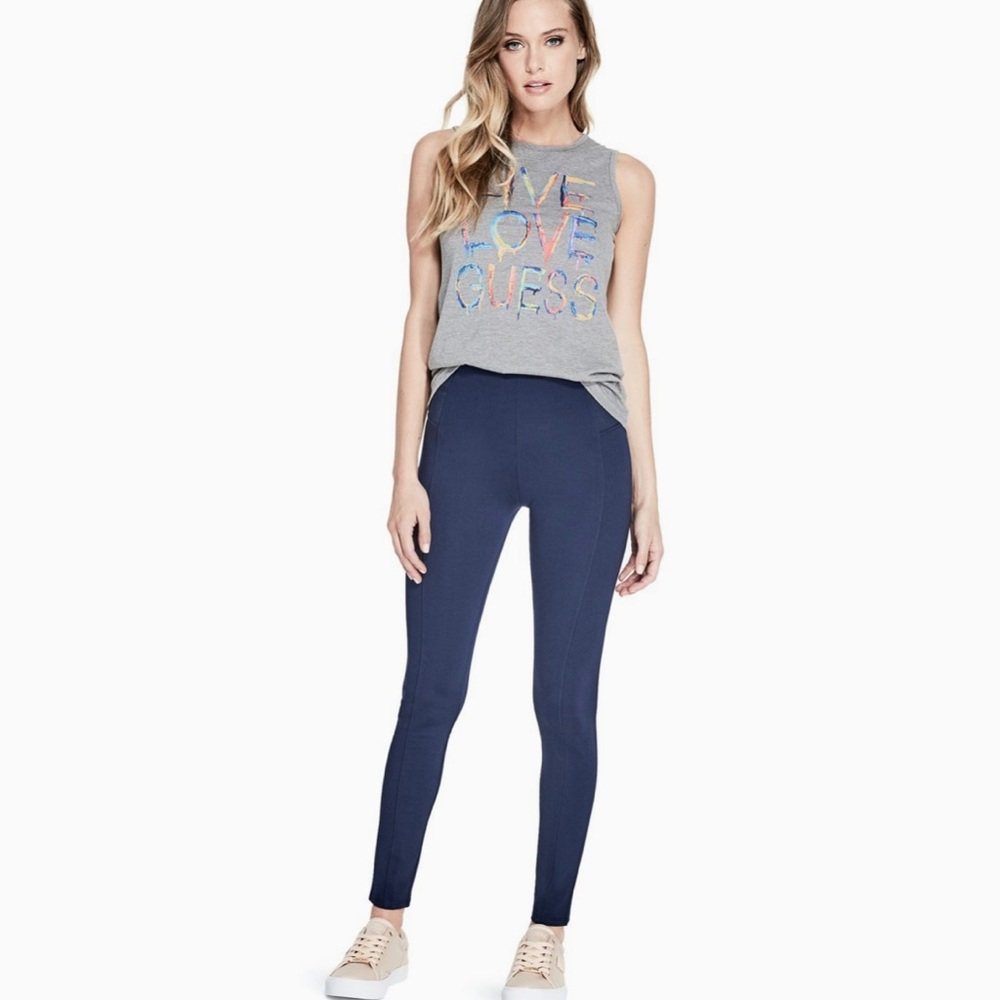 GUESS Navy Blue Brixley Ponte Knit Pull On Super Skinny Legging Pants M